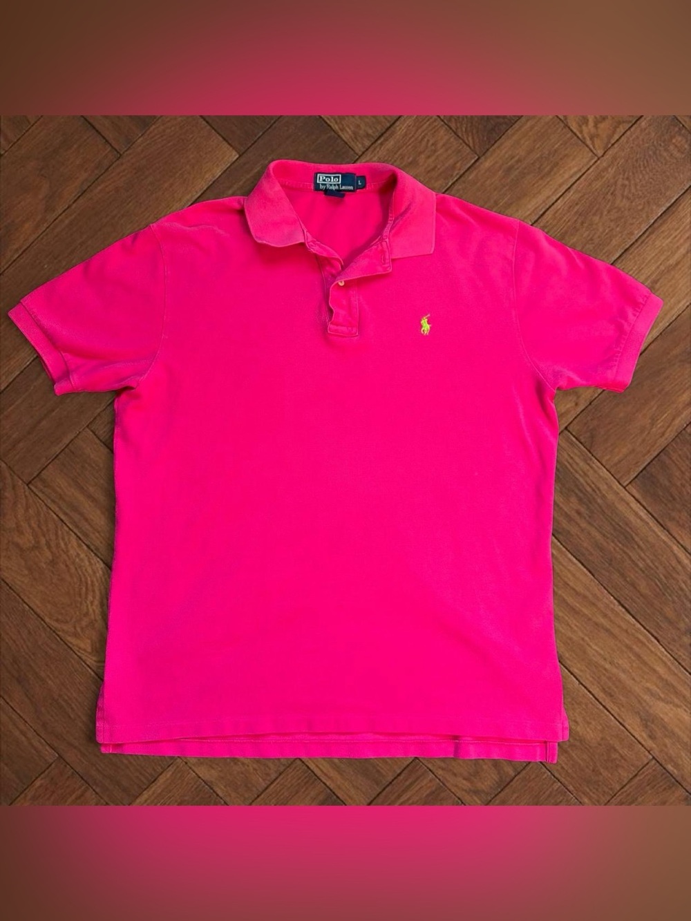 Polo Ralph Lauren Hot Pink & Neon Green Polo Shirt Mens Large
